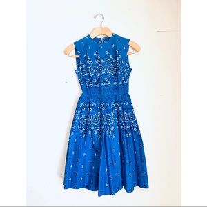 1950s / 60s Blue Bandana Dress xs western patio